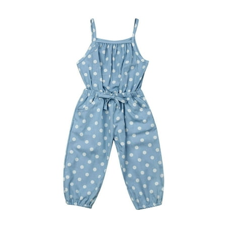 Kids Infant Toddler Baby Girl Romper Summer Sleeveless Blue Jumpsuit Ouifit Clothes Clothing Costume