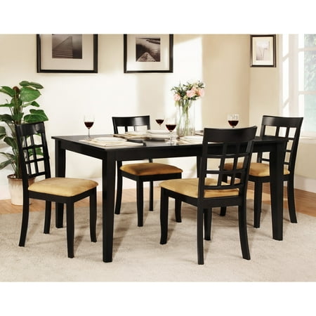 Homelegance Dining Table Set - Homelegance Tibalt 5 pc. Rectangle Black Dining Table Set - 60 in. with Window Back Chairs