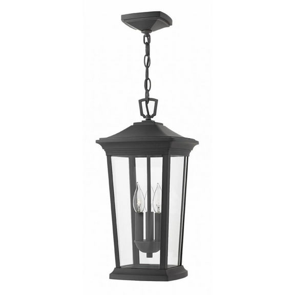 3 Light Large Outdoor Hanging Lantern in Traditional Style 10 inches Wide By 19.25 inches High-Museum Black Finish-Incandescent Lamping Type Bailey