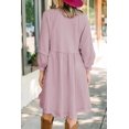 thumbnail image 3 of Women Oversized Sweatshirt Dress Raglan Lantern Sleeve Scoop Neck Pullover High Low Hem Flowy Babydoll Mini Dress, 3 of 3