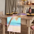 thumbnail image 2 of Coastal 36 Inch Table Runner, Ocean Palm Tree Summer Beach Purple Blue Farmhouse Dresser Scarf Cotton & Linen Tablerunner for Dining/Kitchen Island/Holiday Party Décor Small 13" x 36", 2 of 9