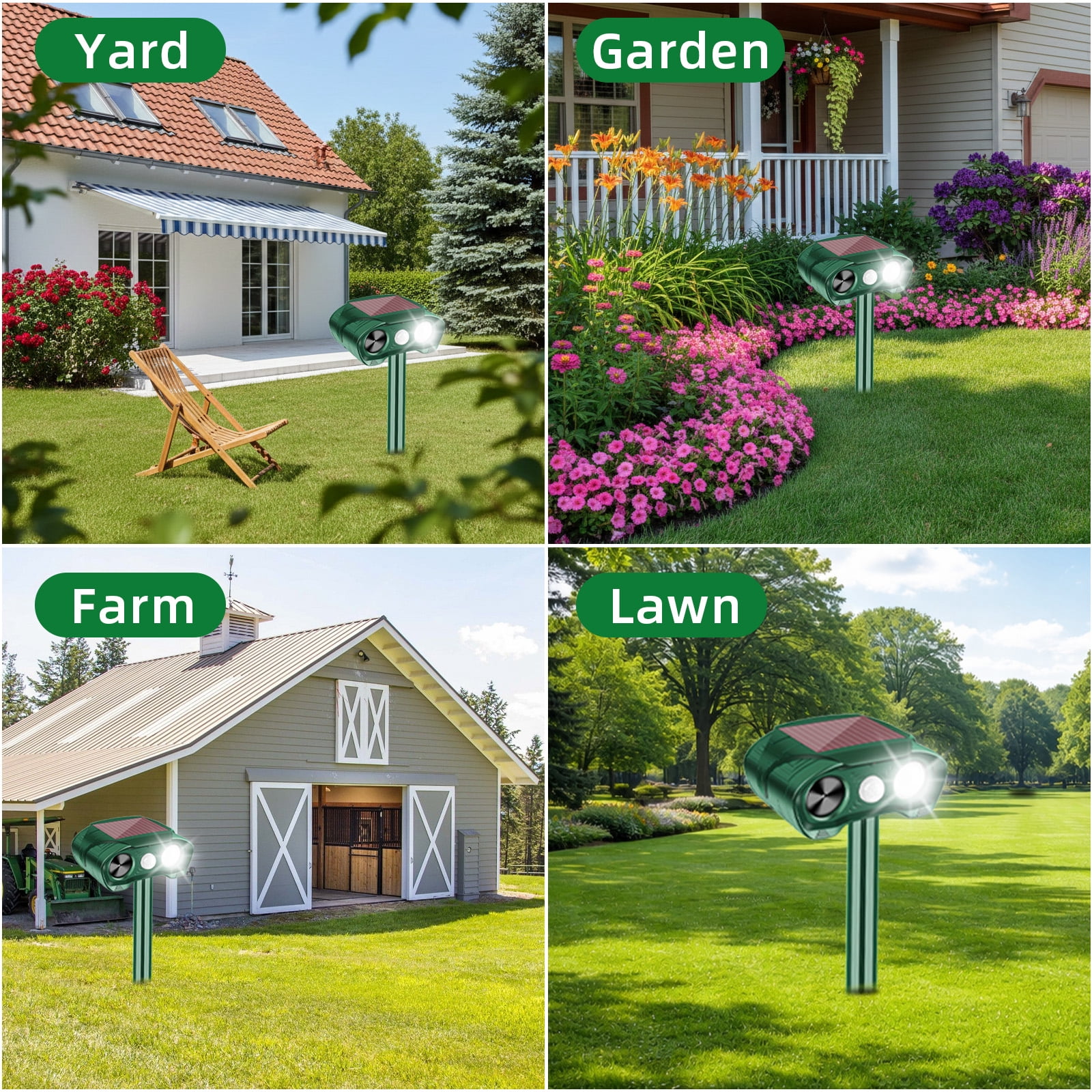 JahyElec 2 Pack Ultrasonic Animal Repeller Outdoor,Cat Repellent Deer Repellent Devices with Strobe Light Solar Animal Deterrent Device for Rabbit Raccoon Dog Squirrel Skunk Repellent for Yard Garden