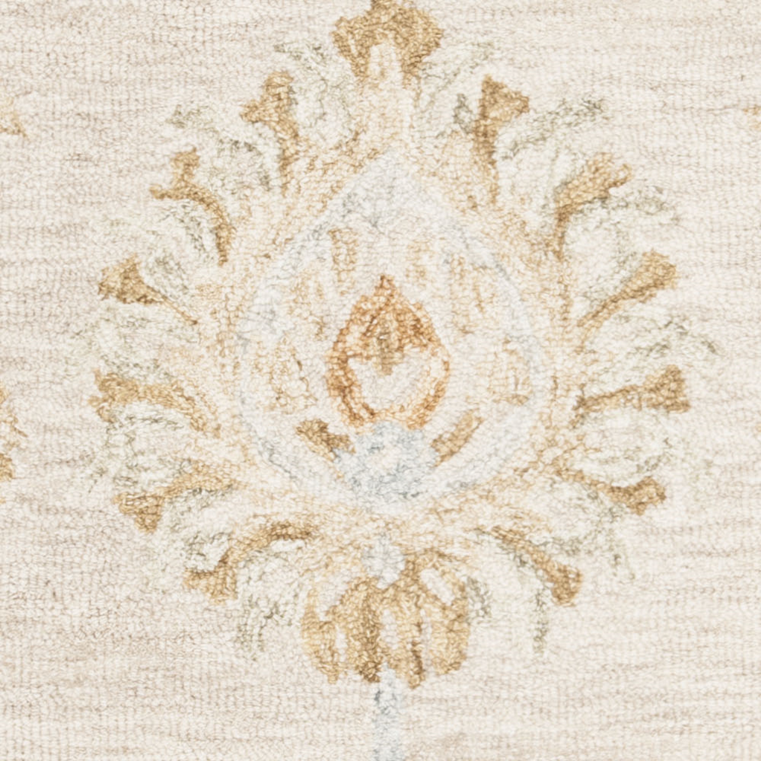 SAFAVIEH Blossom Hannah Floral Flowers Wool Runner Rug, Beige/Sage, 2'3" x 8'