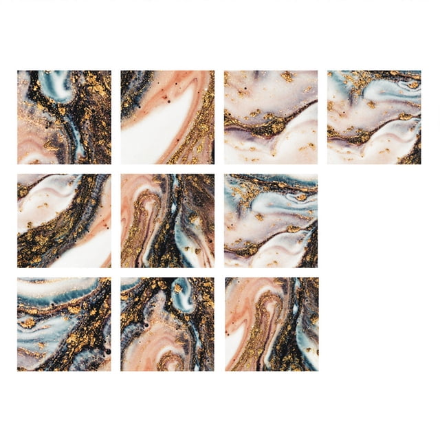 Peel and Stick Backsplash 10 Sheet Self Adhesive Marble Tile Sticker Stick on Backsplash for Kitchen Waterproof Backsplash Tile Peel and Stick for Kitchen Bathroom Fireplace Cabinet 4"x4"