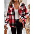 thumbnail image 4 of VIWORLD Women's Winter Long Sleeve Plaid Coat - Fleece Lined Hooded Jacket with Button Front & Pockets Red，S, 4 of 6