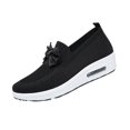 thumbnail image 3 of Domuza Women Knit Slip On Wedge Sneakers with Bow, Breathable Air Cushion Platform Shoes, Lightweight Comfortable Casual Walking Footwear Black 7.5（EU-39）, 3 of 6