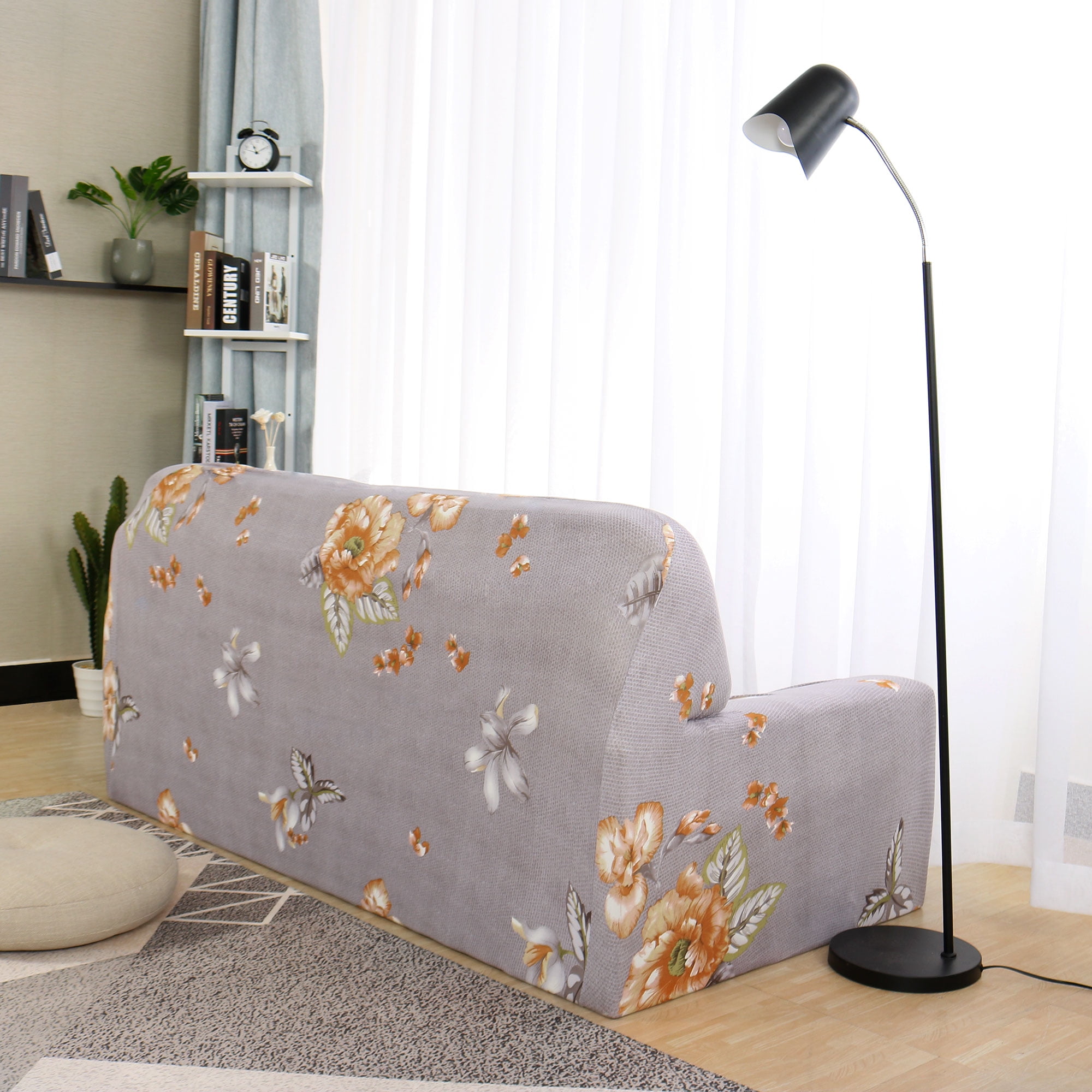 PiccoCasa Stretch Sofa Slipcover Floral Print Washable Couch Cover, Large, #F