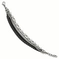 thumbnail image 2 of Stainless Steel Polished Sim. Pearls Faux Leather with 1in Extender Bracelet 7in, 2 of 5