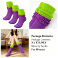thumbnail image 2 of TELOLY 3Pairs Slouchy Socks for Women,Shaping, Sweat-Wicking, Anti-Friction Boot Socks for Women,Japanese Style Socks Scrunch Socks Women,Contrasting Colors1, 2 of 4