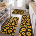 thumbnail image 2 of Black Small Sunflower Pattern Kitchen Rugs Sets Of 3,Kitchen Runner Rugs Non Skid Washable,Decorative Kitchen Floor Mats for Kitchen,Sink,Laundry,17"x30"+ 17"x47" + 17"x59", 2 of 6