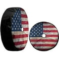 thumbnail image 3 of Delerain Black White American Flag Spare Tire Cover with Backup Camera Hole Wheel Protectors Sun Protector Waterproof for Trailer RV SUV Truck and Many Vehicle(13 Inch for Diameter 21"-23"), 3 of 10