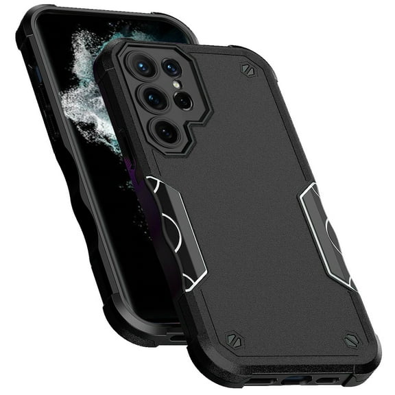 For Samsung Galaxy S23 Ultra Tough Shockproof Hybrid Heavy Duty Dual Layer TPU Bumper Rugged Rubber Defend Armor Cover ,Xpm Phone Case [ Black ]