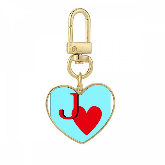 Love Jack Heart J Poker Gold Heart Keychain Metal Keyring Holder