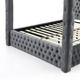 thumbnail image 6 of Woodpecker's Inc Luxurious Velvet Canopy King Bed with Speaker and USB Connection in Gray, 6 of 10