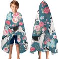 thumbnail image 3 of Husky Dog Flower Floral Hooded Bath Towel，60"x35" for Ages 3 To 12 Kids, Quick Dry Lightweight Soft Microfiber Hood Beach Towel Cover Up for Kids, 3 of 7