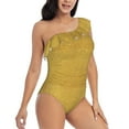 thumbnail image 3 of Haiem Gold Shiny Women's One Piece Swimsuits Tummy Control One Shoulder Bathing Suits Ruffle Swimwear-XX-Large, 3 of 8