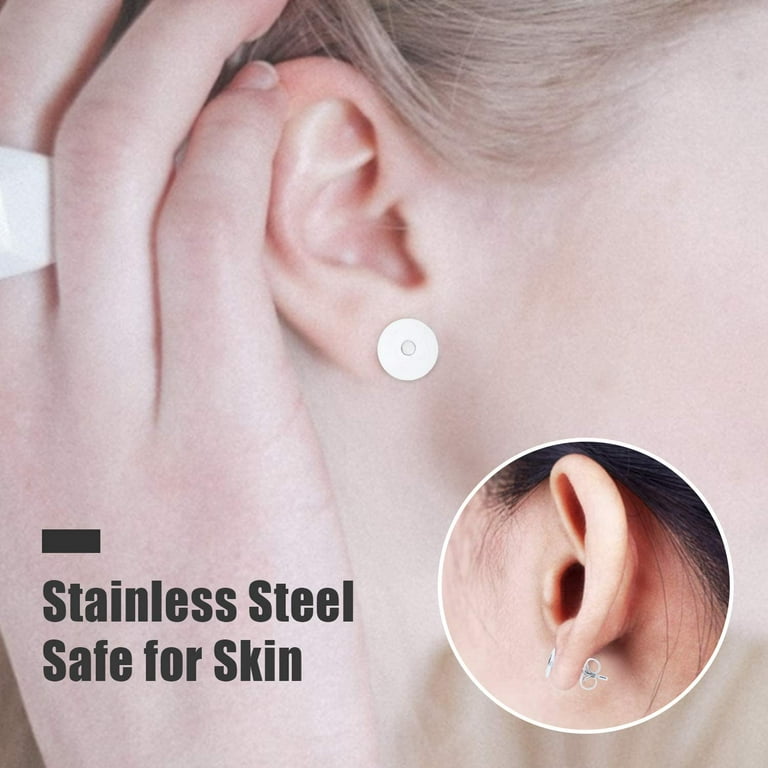 100pcs Clear Earring Posts Studs Plastic Earring Pin Studs Ball Stud  Earrings and 100pcs Silicone Bullet Earring Backs for Men Women