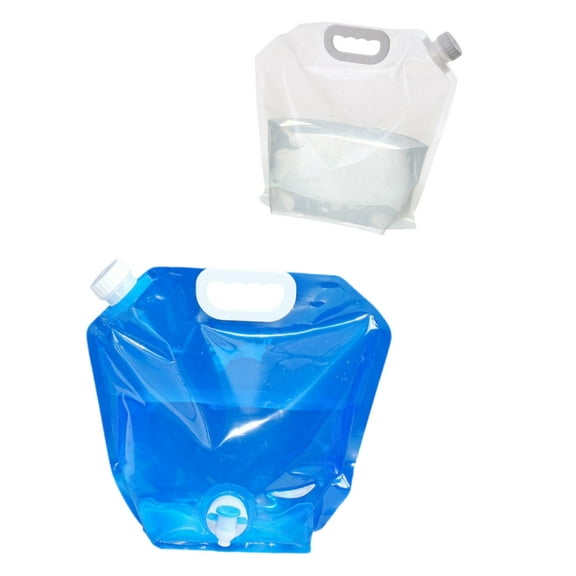 Water Container Bags, 2 Packs BPA Free No-Leak Foldable Plastic 1.3 Gallon Water Container Bag for Camping Hiking Backpack Emergency Storage Jug