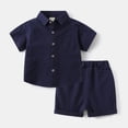 thumbnail image 2 of Toddler boys and girls summer outfit short sleeve shirts top and casual shorts set cute kids clothes Navy 2-3 Years, 2 of 7