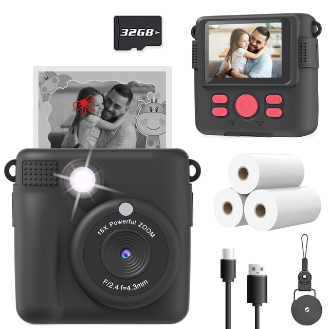 Cámara de impresión instantánea ESOXOFFORE para niños de 3 a 12 años con tarjeta SD de 32 GB