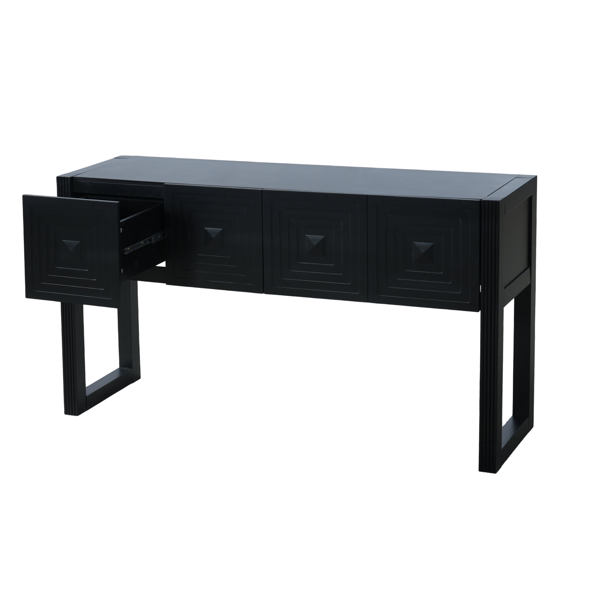 Mintazer Geometric Carved Console Table with 3 Soft-Close Drawers, Entryway Sofa Table for Living Room,Hallway, 54.9 x 14.7 x 31 inches, Black