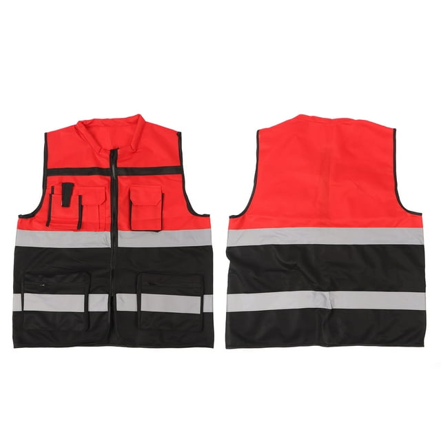 Chaleco de Seguridad, Visibilidad de Tela de Punto Multifuncional Mejora de CÓMODO Diseño de Chaleco Reflectante de la Cremallera Diseño de la Cremallera Múltiples Bolsillos