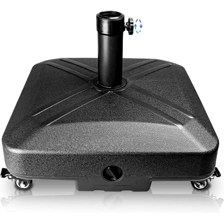 Nobrand Patio Umbrella Base, Heavy Duty Square Stainless Steel, 125lb Capacity, Black