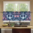 thumbnail image 4 of Yayeee Kitchen Curtains Tier Set of 2 Light Filtering 57"x36" Over Sink Window Panels, Light Blue Anchor, 4 of 7