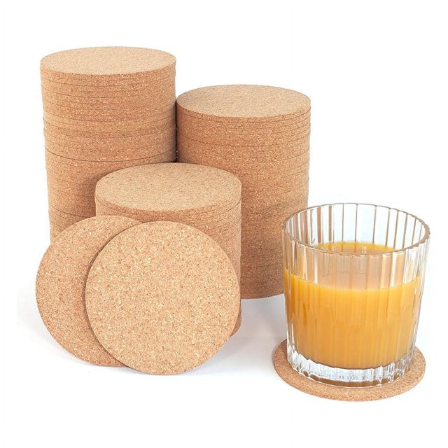 Juego de 50 posavasos de corcho redondos de 3,5 pulgadas, almohadillas ecológicas para bebidas para el hogar, la oficina, el bar, perfectas para mesas de café, escritorios y más