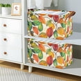 thumbnail image 2 of Yayeee Foldable Storage Basket for Shelves with Handles Set of 2 Waterproof Cloth Bins, Beige Leaves, 2 of 7