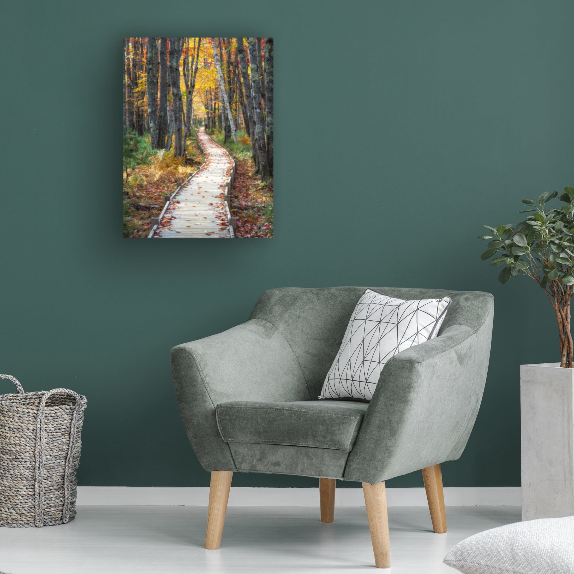 Canvas Wall Art - Danny Head 'Autumn Boardwalk I' Wall Art for Living Room, Bedroom, or Office Décor by Trademark Fine Art - 18 x 24 Inches
