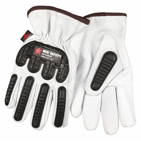 Mcr Safety Leather Gloves,White,L,PK12 36136HPL