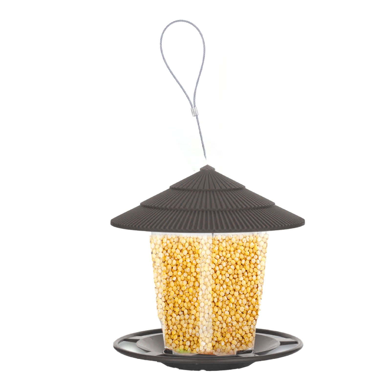 Automatic Wild Bird Feeder with Sturdy Wire Hanging Loop and Roof - Durable Outdoor Yard Bird Feeder (18 x 17 inches / 45.7 x 43.1 cm)