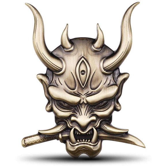 Teemous Fantômes Guerrier Samouraï Autocollant Voiture Métal Crâne Autocollants Locomotive Moto Électrique Rayures Étiquette Décorative Voiture Côté Tail Diable Démon Démon Dragon Démon Diable (Bronze)