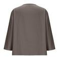 thumbnail image 5 of Dazajoo 3/4 Length Sleeve Womens Blouse Plus Size Cotton Linen V Neck Henley Shirts Casual Solid Color Lightweight Tops,Brown,XXXL, 5 of 7
