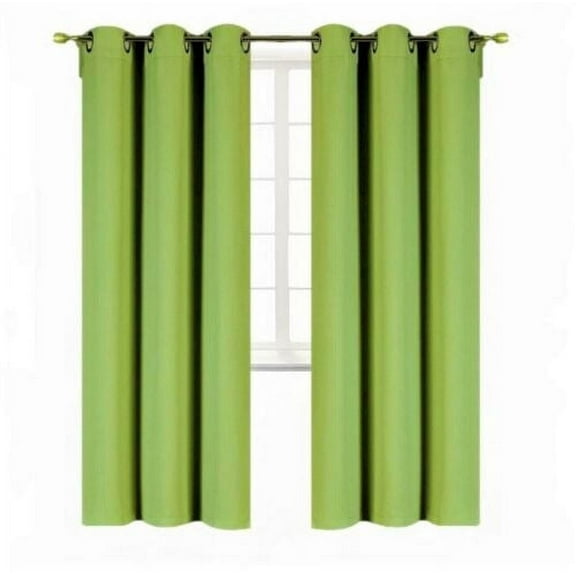 2 panels K68 lime color 100 % blackout thermal light blocking drapes for sliding patio window curtain top grommets noise reducing 37" wide X 63" length each panel