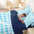 thumbnail image 4 of Castle Fairy Blue Check Letter J Twin Bedding Sets 7-Piece for Kids,Geometric Plaid Bedding Comforter Set,Navy Blue Reversible, 4 of 7
