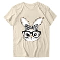 thumbnail image 2 of Easter Shirt for Women Leopard Print Bow Glasses Bunny Graphic T-Shirt Short Sleeve Crewneck Casual Loose Fit Festival Apparel Spring Holiday Top, 2 of 5