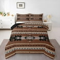 thumbnail image 2 of jejeloiu Boho Bohemain Full Size Comforter Sets,Vintage Aztec Geometric Bedding Comforter Set,Brown Geometric Triangle Bedding Sets,Breathable Room Decorative Reversible,3pcs, 2 of 8