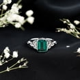 thumbnail image 6 of Rosec Jewels Created Emerald Solitaire Ring with Diamond for Women - Celtic Knot Ring (6X8 mm), 925 Sterling Silver, US 4.00, 6 of 8