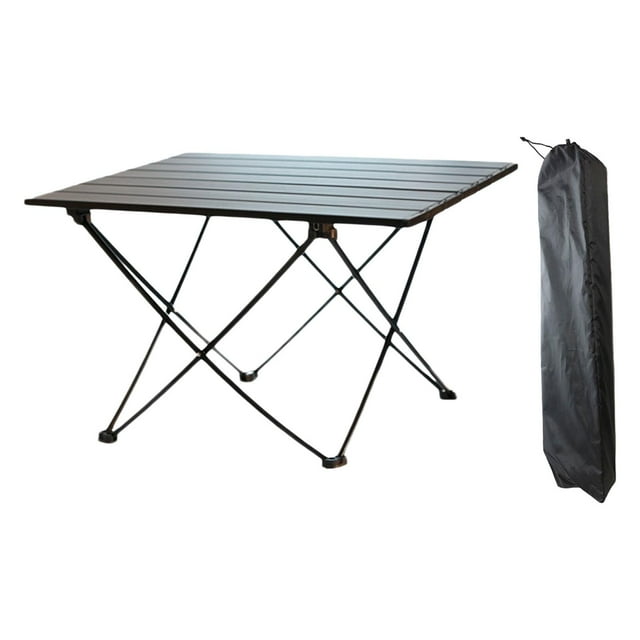Mesa plegable para acampar al aire libre, escritorio para acampar, aleación de aluminio, resistente, pesca en Patio con bolsa de transporte, mesas de negro 68x46x40cm Sharpla Escritorio plegable