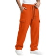 thumbnail image 4 of Evdexr Cargo Sweatpants Mens Baggy Drawstring Pants with Multiple Pockets Winter Fall Casual Work Joggers Wide Leg Straight Breathable Trousers M, 4 of 8
