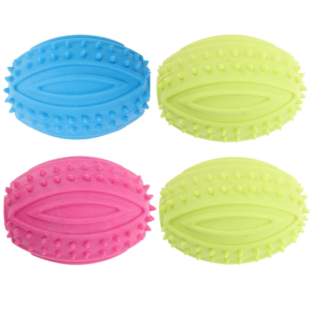 4 pelotas de rugby para perros, pelotas de fútbol, juguetes de goma pequeños para masticar.