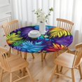 thumbnail image 3 of Colorful Leaf Pattern Round Fitted Tablecloth with Elastic Edge,Dining Table Cover Waterproof,Outdoor Round Tablecloth for Camping,Dining,Indoor and Outdoor, 3 of 7