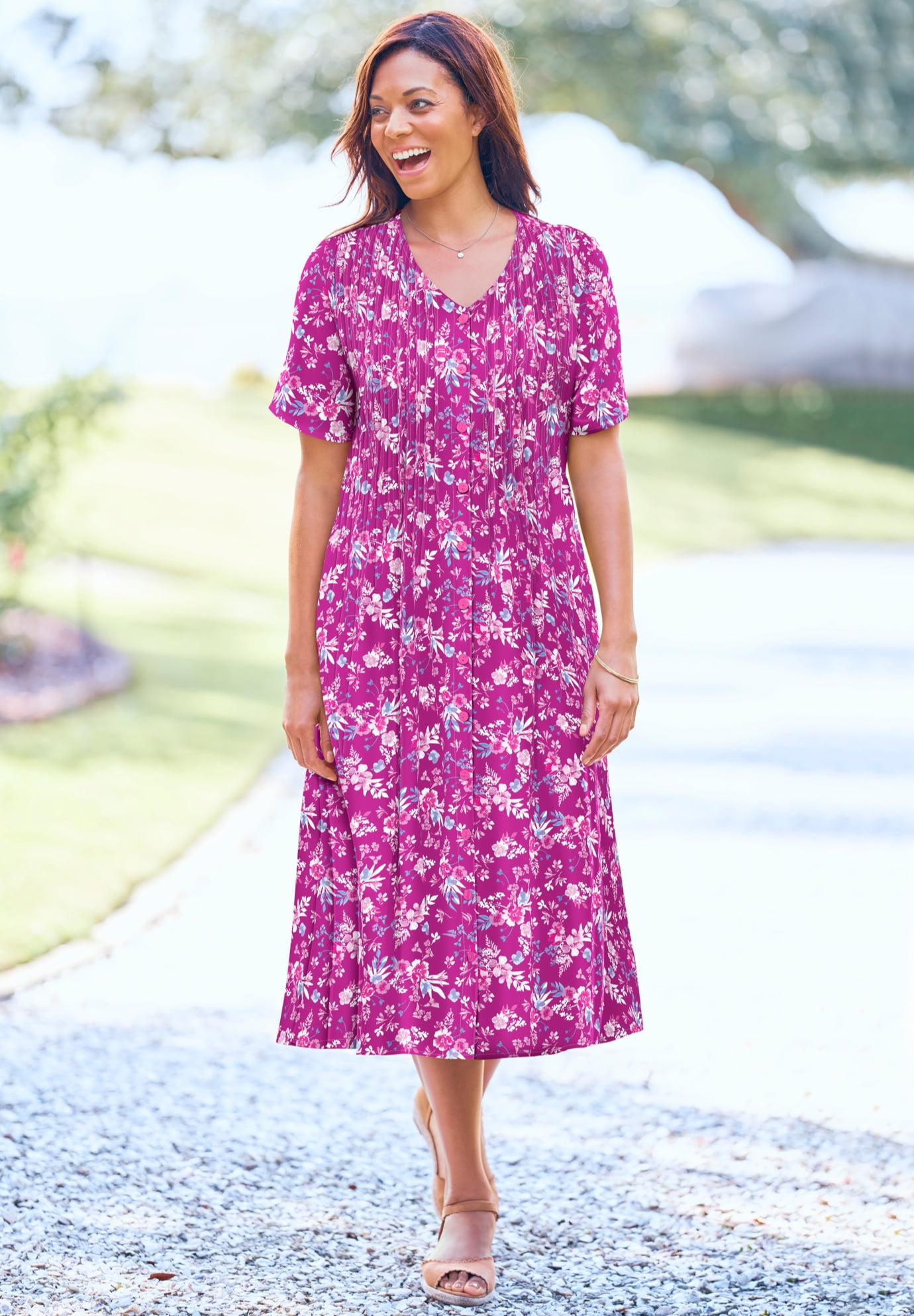 Woman within top house dresses