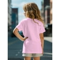 thumbnail image 6 of Girls' Strawberry Heart Print T-Shirt - Comfy & Breathable Stretch Fabric, Casual Round Neck Top for Spring/Summer, 6 of 7