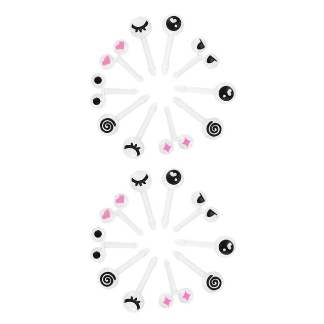 Matsuzay 10 unids / set Mini palillo de de plástico para frutas con expresión de dibujos animados de ojos para niños 1 juego 2piezas Matsuzay CBP006179