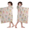 thumbnail image 4 of Beige Princess Watercolor Dress Pattern Hooded Bath Towel，50"x30" for Ages 3 To 12 Kids, Quick Dry Lightweight Soft Microfiber Hood Beach Towel Cover Up for Kids, 4 of 7