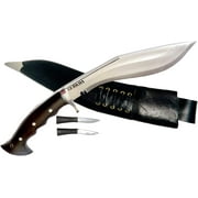 Gurkha Iraqi Kukri Knife Overall 17 IN Blocker & Griper On Handle Authentic Hand-Hammered 11 IN Fixed Blade Carbon Steel Kukri Knives with Sheath & 2 Small Knives - Handmade In Nepal