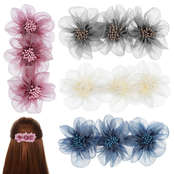 ROSENICE 4pcs Floral Hair Clips Hair Barrettes Bridal Hair Decors Flower Hair Accessories Women Headwear